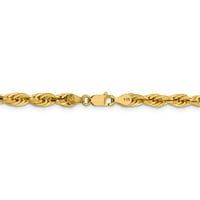 Polučvrsti lanac od užeta od pravog žutog zlata od 14 karata; kopča od jastoga; za odrasle i tinejdžere; za žene i muškarce