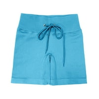Ženske kratke hlače s jednobojnim printom za trčanje, atletske kratke hlače u nebesko plavoj boji