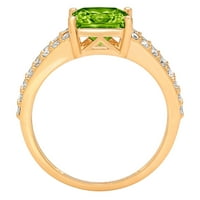Zaručnički prsten sa zelenim prirodnim peridotom izrezanim princezom od 2,48 karata u žutom zlatu od 18 karata, veličine 7,25