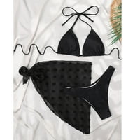 Ženski bikini kupaći kostimi u donjem dijelu, Seksi Crni jednodijelni kupaći kostim s tri proreza, novi set odjeće za plažu, Crni