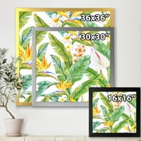 DesignArt 'žuti cvjetovi i tropsko lišće II' Moderni uokvireni umjetnički tisak