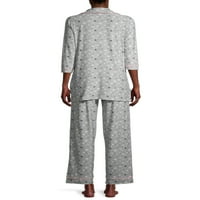 Jaclyn odjeća ženska ukusna o ovratnik s 2 komada pidžama set