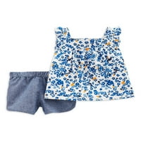 Carterovo dijete moje bebe i malu djecu, cvjetni vrh i kratki set Chambray, set odjeće, mjeseci-5T