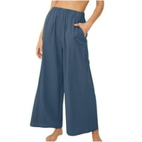 Ženske hlače za piling, Jogger hlače za žene, chinos visokog struka, široke lepršave hlače u plavoj boji;
