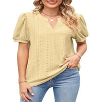 Ženska ljetna majica s otvorenim rukavima, majica s izrezom u obliku slova a, elegantna bluza s tunikom, majica kratkih rukava, žuta