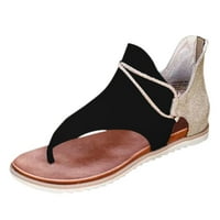 Crne sandale u donjem rublju, ženske ljetne cipele sa šiljastim nožnim prstima, udobne sandale s patentnim zatvaračem, ženske Ležerne
