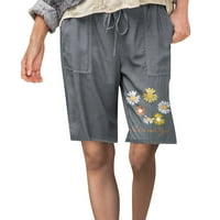 Bermudske kratke hlače, Plus veličine, Ležerne, s elastičnim pojasom i vezicama, labave ljetne kratke hlače za vježbanje s džepovima