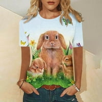 Majica s uskršnjim zečićem, slatke majice s uzorkom zeca, Ženske majice s okruglim vratom s printom uskršnjih jaja, majice kratkih