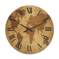 DesignArt 'Karta drevnog svijeta V' Vintage Wood Zidni sat
