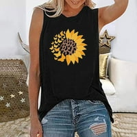 Ženske majice bez rukava s grafičkim printom suncokreta ležerni ljetni vrhovi široka majica s okruglim vratom