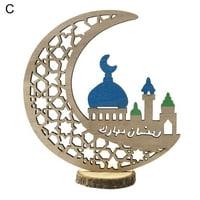 Ramazanski blagdanski ukrasi Mubarak Eid Eid Mubarak drveni Ramazanski ukras drveni stolni dekor mjesec zvijezda viseći privjesak
