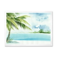 DesignArt 'Palm Beach Resort na izlasku sunca I' nautički i obalni uokvireni umjetnički tisak