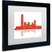 Zaštitni znak likovna umjetnost Oklahoma City Oklahoma Skyline Canvas Art by Marlene Watson White Mat, Crni okvir