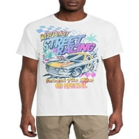 Retro Car Street Racing Muški grafički majilac s kratkim rukavima, veličine S-3xl
