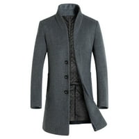 Zimski kaputi za muškarce, muški casual jednobojni kaput, jednoredna jakna, kaput s dugim rukavima s džepom na kopčanje, kaput s
