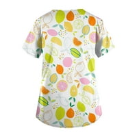 Ženske bluze, Ženski gornji dio s voćnim printom u obliku slova u u obliku slova u, žuti u obliku slova u