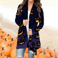 HHei_K Kardigan, džemper, ženska moda svakodnevni jakna-cardigan srednje duljine s po cijeloj površini na Halloween, kaput