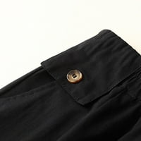 Ženske ljetne Ležerne kratke hlače visokog struka s elastičnim strukom, pet hlača, Ženske kratke hlače u crnoj boji