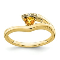 Primalno zlato karatno žuto zlato citrin i dijamantni prsten