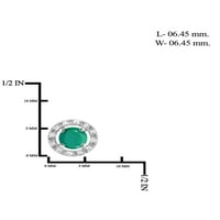 Carat T.G.W. Smaragdni i bijeli dijamantni naglasak naušnica srebra od srebra