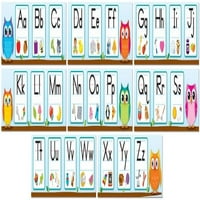Set mini oglasnih ploča s raznobojnim sovama i abecedom