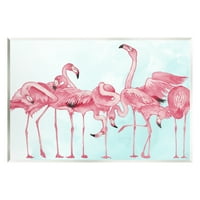 Studell podebljani ružičasti flamingo jato životinje i insekti slikati zidnu plaketu Umjetnički art art umjetnost