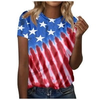 Ženske majice s printom američke zastave, majice kratkih rukava, majice s okruglim vratom, prozirne Ležerne košulje širokog kroja,