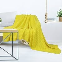 Jedinstveni prijedlozi pamučna deka od pletenog kabela, žuta standardna deka