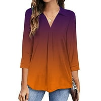 Modna ženska majica s izrezom i rukavima od tri četvrtine 3-4 jesenska bluza s printom majica s kapuljačom na rasprodaji