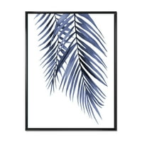DesignArt 'Sažetak plavog palminog lišća Tropske grane' tradicionalno uokvireno platno zidne umjetničke otiske