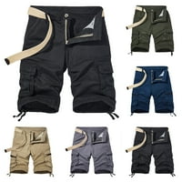 Teretne hlače za muškarce casual obične teretne kratke hlače s džepovima s patentnim zatvaračem i gumbima skraćene teretne kratke