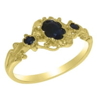 Ženski zaručnički prsten od 14k žutog zlata s prirodnim safirom britanske proizvodnje - opcije veličine-Veličina 11