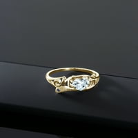 Kralj dragulja 0. Nebesko plavi akvamarin s plavim safirom od žutog zlata 18K, srebrni prsten obložen žutim zlatom