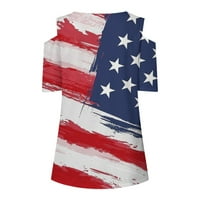 Topovi 4. srpnja, ženske ljetne elegantne majice kratkih rukava, domoljubni print američke zastave, majice bez ramena i bluze u obliku