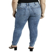Silver Jeans Co. Ženska plus veličina visoka nota visoke usne Skinny traperice veličine struka 12-24