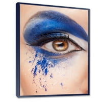 DesignArt 'Izbliza smeđeg oka s plavim fantazijskim make up' Modern uokvireni platno zidni umjetnički tisak