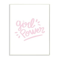Stupell Industries Girl Power Minimal Design Pink and White dizajnirao sedam stabala