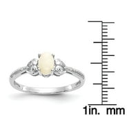 Dijamantni prsten od bijelog zlata s opalom i karatnim bijelim zlatom