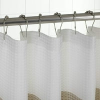 Zavjesa od vafla od 3 inča s prugastim tkanjem vafla, teksturirana zavjesa od tkanine s prugastim trakama s kugličnim kukama, uključena