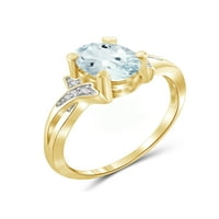 Jewelersclub akvamarinski prsten prosinac rodni kamen nakit - karat aquamarine 14k zlato preko srebrnog prstena s bijelim dijamantnim