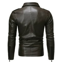 Muška kožna jakna, moderna ugrađena Bomber jakna s ovratnikom s patentnim zatvaračem, Moto jakna s bomber jaknom otporna na vjetar,
