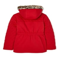 Ograničena previše djevojčica strukturirana jakna s runom s prekrivačem i oblogom od krzna, veličine 4-6x
