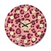 DesignArt 'Pink leopard uzorak retro' Moderni zidni sat iz sredine stoljeća