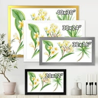 DesignArt 'žuti cvjetovi i tropsko lišće xii' tradicionalni uokvireni umjetnički tisak