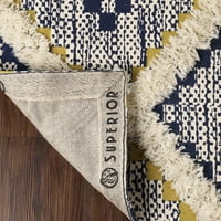 Vrhunski ručno izrađeni tepih od pamučne vune u geometrijskoj teksturi zlatno-tamnoplave boje seoske kuće, 3' 5'