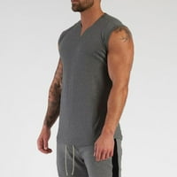 Muška ljetna jednobojna majica za vježbanje u teretani, kapa za fitness prsluk s rukavima, majice bez rukava, Majice bez rukava u