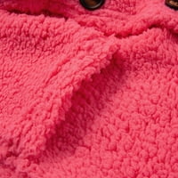 Žene ženski ležerni plišani džemper Plus veličine s džepovima gornja odjeća Na kopčanje kardigan kaput ružičasta