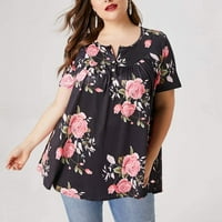 Ženska majica s modnim printom Plus size kratkih rukava s okruglim vratom bluze Na vrhu