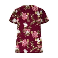 Ljetna modna majica za žene, majice s okruglim vratom s cvjetnim printom, tunika s rukavima s laticama, Gornji dijelovi, plisirana