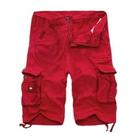 Muške hlače Plus size, Ležerne, obične, s džepovima na otvorenom, Plaža, Radne hlače, teretne kratke hlače, crvene hlače 10